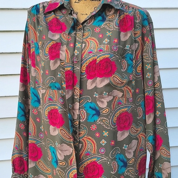 NEW Alfred Dunner Paisley & Floral Button Down Top - Picture 14 of 17